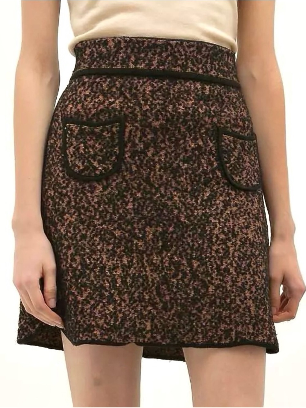 Missoni Size 8 Textured Stretch Knit Tweed Boucle Multicolor A-Line Mini Skirt